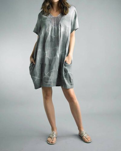 Tempo Paris Linen Dip Dye Dress With Crochet Neckline In Grey | ModeSens