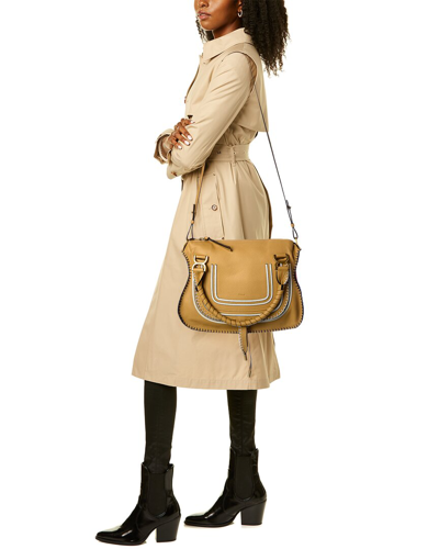 Shop Chloé Chloe Marcie Suede & Leather Satchel In Yellow