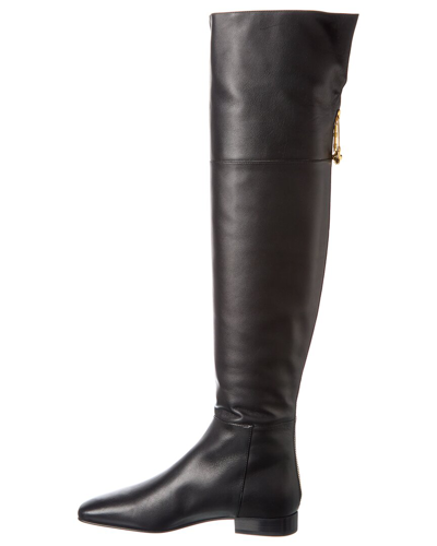 Shop Versace Leather Over-the-knee Boot In Black