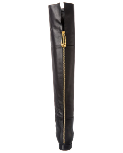 Shop Versace Leather Over-the-knee Boot In Black