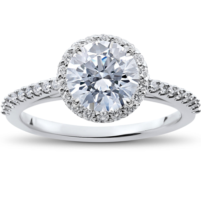 Shop Pompeii3 1/3 Ct Round Halo Diamond Engagement Ring Setting In Silver