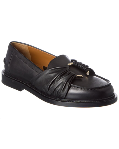 Shop Chloé C Flat Leather Loafer In Black