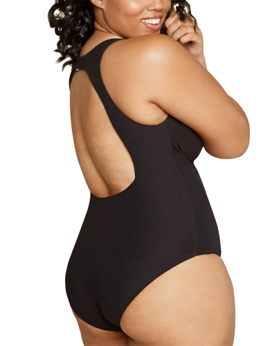 Andie The Catalina Ribbed One-piece Tankini In Black