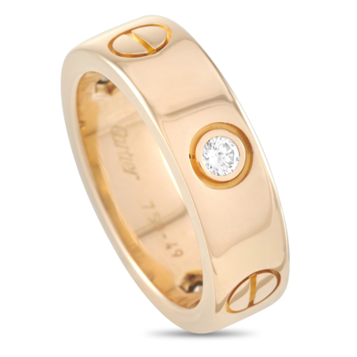 Shop Cartier Love 18k Yellow Gold 3 Diamond Band Ring In Beige