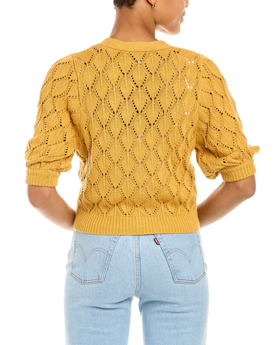 Shop Autumn Cashmere Cotton By  Pointelle Cardigan In Yellow