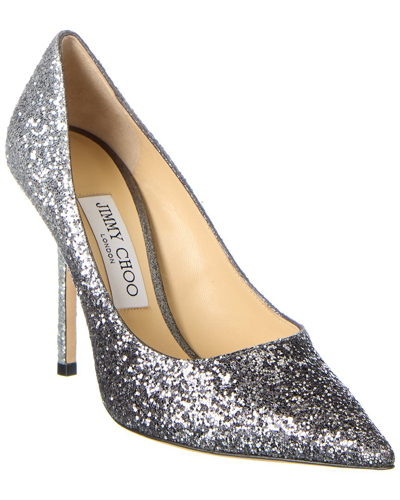 Shop Jimmy Choo Love 100 Glitter Pump In Silver