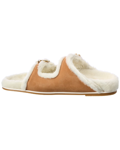 Shop Stuart Weitzman Piper Chill Suede & Shearling Slide In Brown