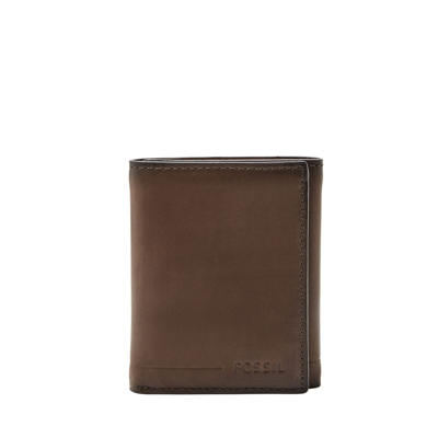 Shop Fossil Men's Allen Leather Trifold In Brown