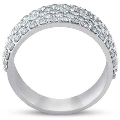 Pompeii3 2 3/4 Ct Pave Diamond Wide Wedding Ring Womens Anniversary Ring 14k White Gold In Silver