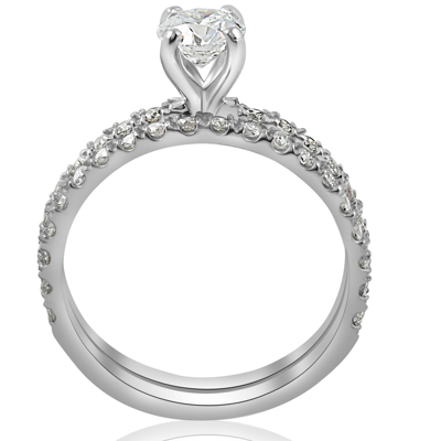 Pompeii3 1 Ct Diamond Engagement Wedding Ring French Pave Set 14k White Gold In Silver