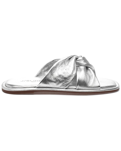 Shop J/slides Yaya Leather Sandal In Silver
