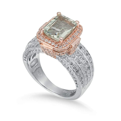 Shop Suzy Levian Two-tone Sterling Silver 5.18 Cttw Green Amethyst Ring