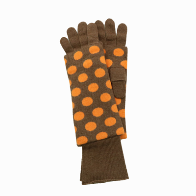 Portolano Two In One Gloves And Armwarmer In Polka Dots In Multi