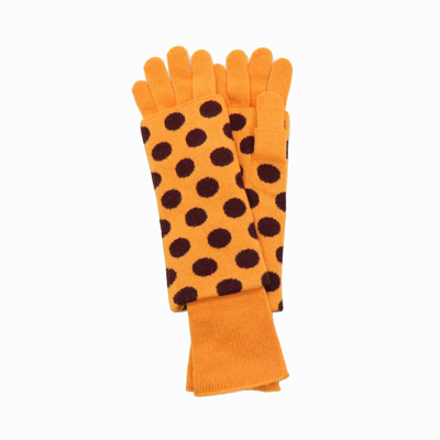 Portolano Two In One Gloves And Armwarmer In Polka Dots In Multi