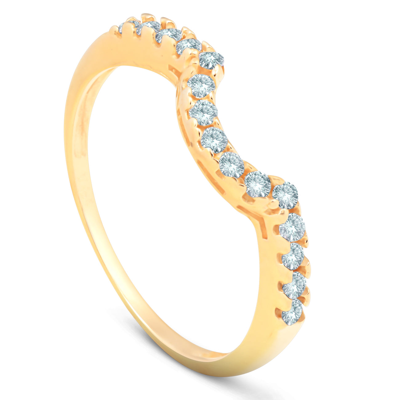 Pompeii3 .25ct Curved Diamond Notched Wedding Ring Enhancer 14k In Yellow