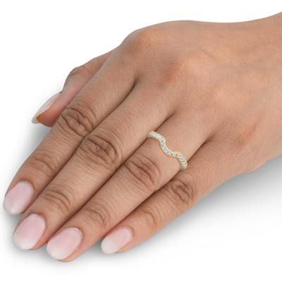 Pompeii3 .25ct Curved Diamond Notched Wedding Ring Enhancer 14k In Yellow