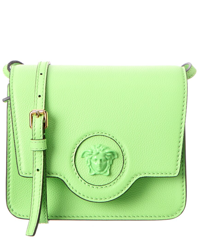 Shop Versace La Medusa Leather Shoulder Bag In Green