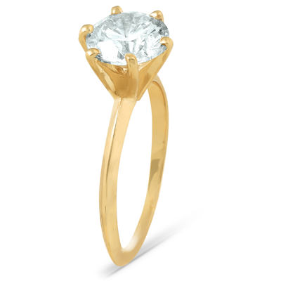 Pompeii3 2ct Solitaire Moissanite Engagement Ring Round Brilliant 14k Yellow Gold In White