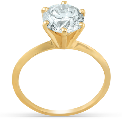 Pompeii3 2ct Solitaire Moissanite Engagement Ring Round Brilliant 14k Yellow Gold In White