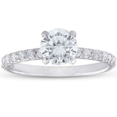 Pompeii3 1ct Diamond Engagement Ring 14k White Gold Claw Prong In Silver