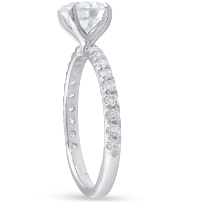 Pompeii3 1ct Diamond Engagement Ring 14k White Gold Claw Prong In Silver