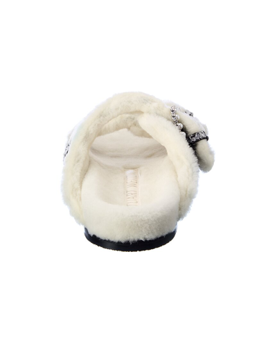 Shop Stuart Weitzman Piper Chill Tweed & Shearling Slide In White