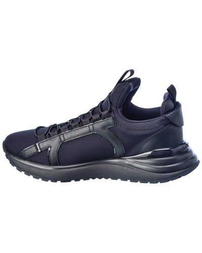 Shop Ferragamo Salvatore  Shiro Neoprene & Leather Sneaker In Black