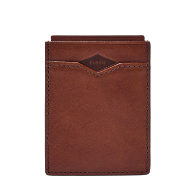 Shop Fossil Men's Mykel Leather Card Case In Brown