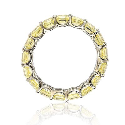 Shop Suzy Levian Sterling Silver Cubic Zirconia Yellow Modern Eternity Band