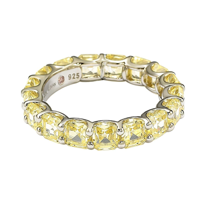 Shop Suzy Levian Sterling Silver Cubic Zirconia Yellow Modern Eternity Band