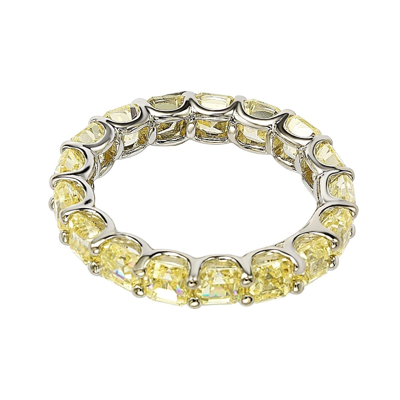 Shop Suzy Levian Sterling Silver Cubic Zirconia Yellow Modern Eternity Band