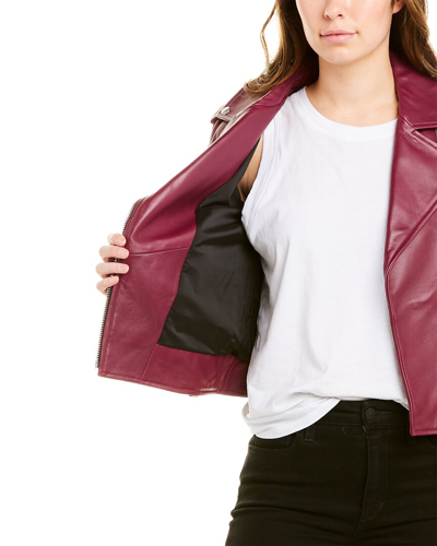 Shop Mackage Classic Leather Moto Jacket In Red