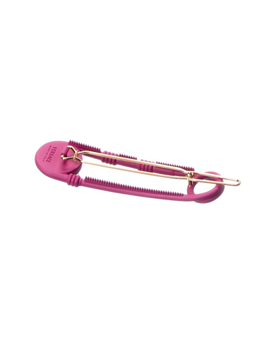 Shop Versace Medusa Plaque Hair Pin In Pink