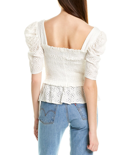 Shop Aiden Smocked Eyelet Top In White