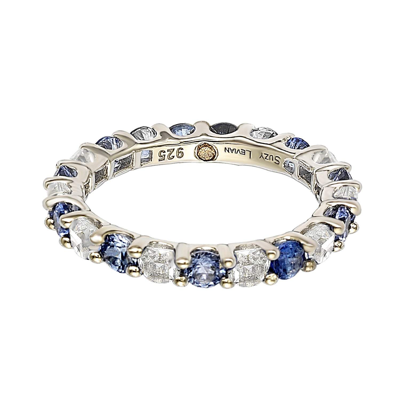 Suzy Levian Sterling Silver 2 Ct. Tw. Sapphire With Diamond Accent In Blue