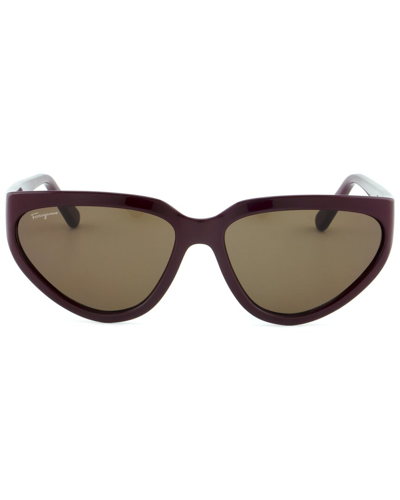 Shop Ferragamo Salvatore  Women's Sf1017s 60mm Sunglasses In Beige