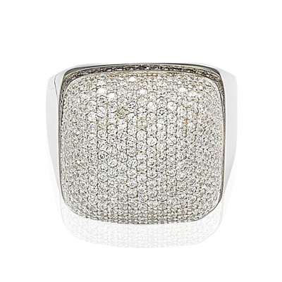 Suzy Levian Sterling Silver White Cz Golden Square Ring In White