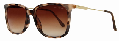 Shop Suzy Levian Women's Beige Tortoise Square Lens Gold Accent Sunglasses In Blue