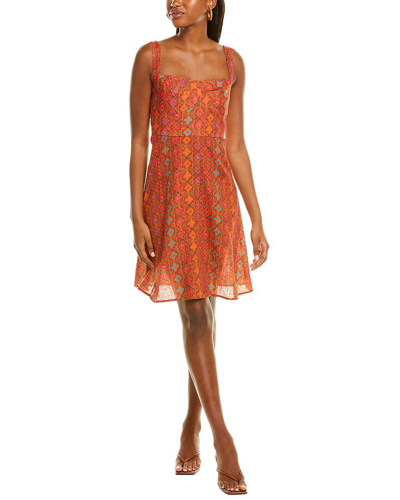 Shop Saloni Rachel Linen A-line Dress In Orange