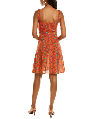 Shop Saloni Rachel Linen A-line Dress In Orange