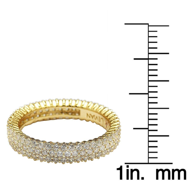 Suzy Levian Golden Sterling Silver Micro-pave White Cubic Zirconia Eternity Band In Yellow