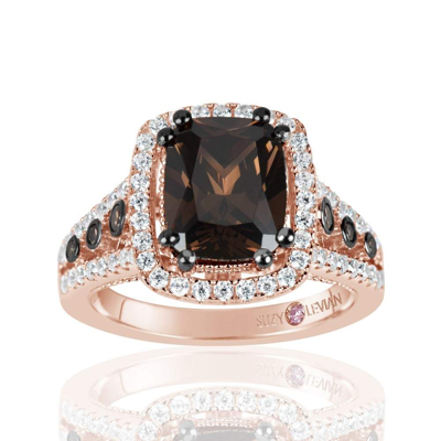 Shop Suzy Levian Rose Sterling Silver Brown Chocolate And White Cubic Zirconia Engagement Ring