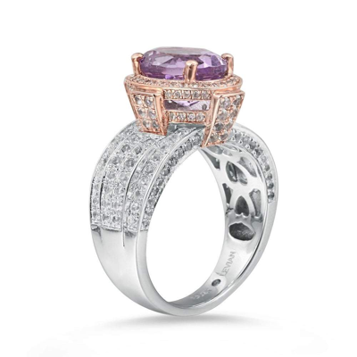 Suzy Levian Two-tone Sterling Silver 4.9 Cttw Purple Amethyst Ring