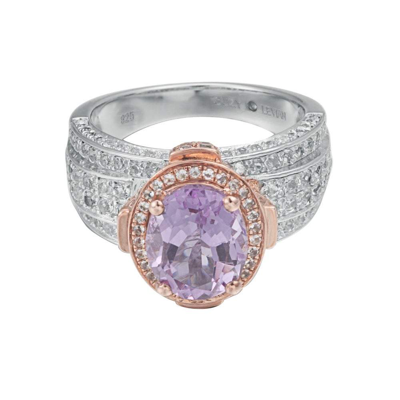 Suzy Levian Two-tone Sterling Silver 4.9 Cttw Purple Amethyst Ring