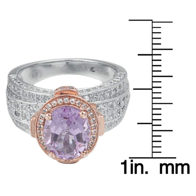 Suzy Levian Two-tone Sterling Silver 4.9 Cttw Purple Amethyst Ring
