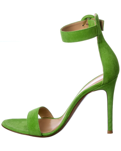 Shop Gianvito Rossi Portofino 105 Suede Sandal In Green