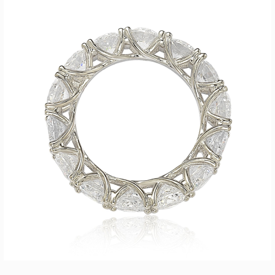 Suzy Levian Sterling Silver Cubic Zirconia Gladiator Setting Eternity Band In White