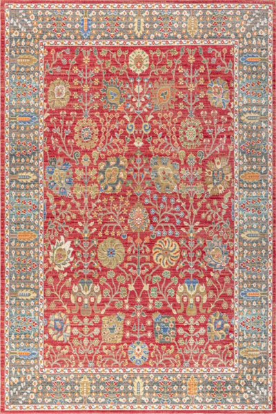 Shop Jonathan Y India Flower And Vine Area Rug In Red