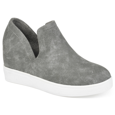 Shop Journee Collection Collection Women's Cardi Sneaker Wedge In Grey