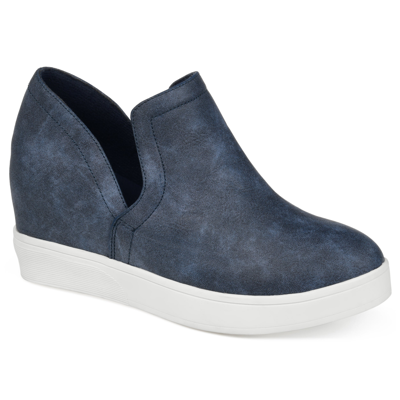 Shop Journee Collection Collection Women's Cardi Sneaker Wedge In Blue